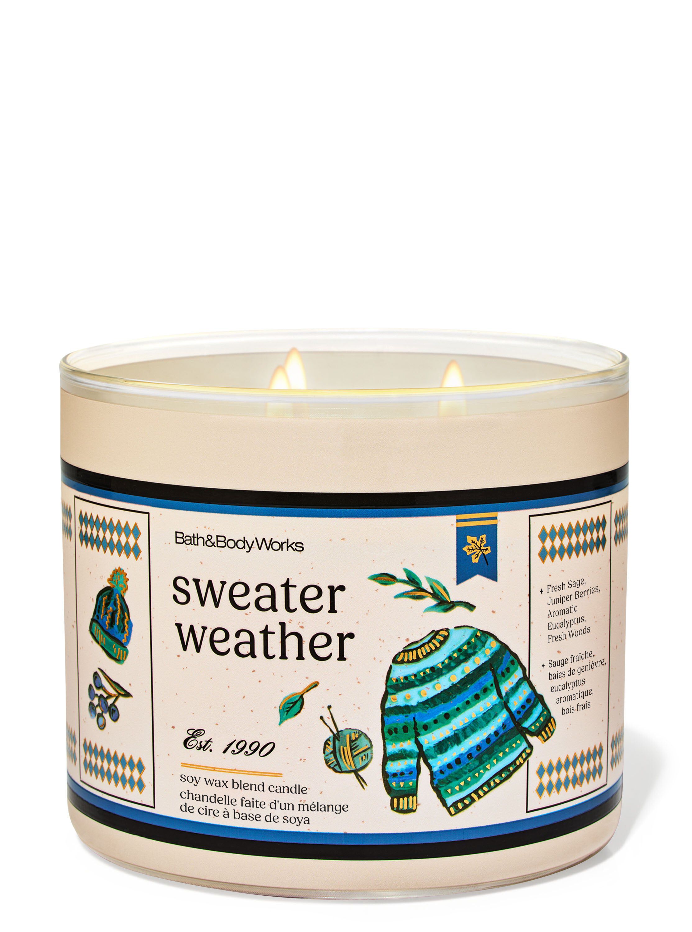 アロマキャンドル　Bath&Body Works SWEATER WEATHER Shop Sweater Weather 3-Wick Candle | Bath & Body Works Australia