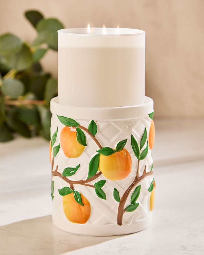 Vera Bradley Peach Pedestal 3-Wick Candle Holder 3-Wick Candle Holder