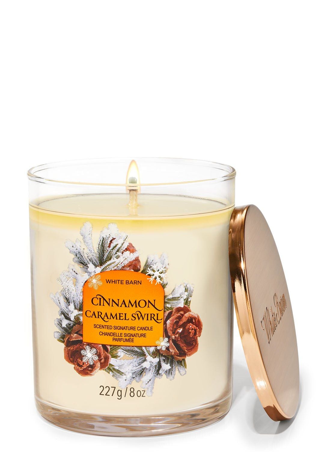 Bath & Body Works シナモンキャラメルスワールキャンドル Shop Cinnamon Caramel Swirl Signature Single Wick Candle | Bath