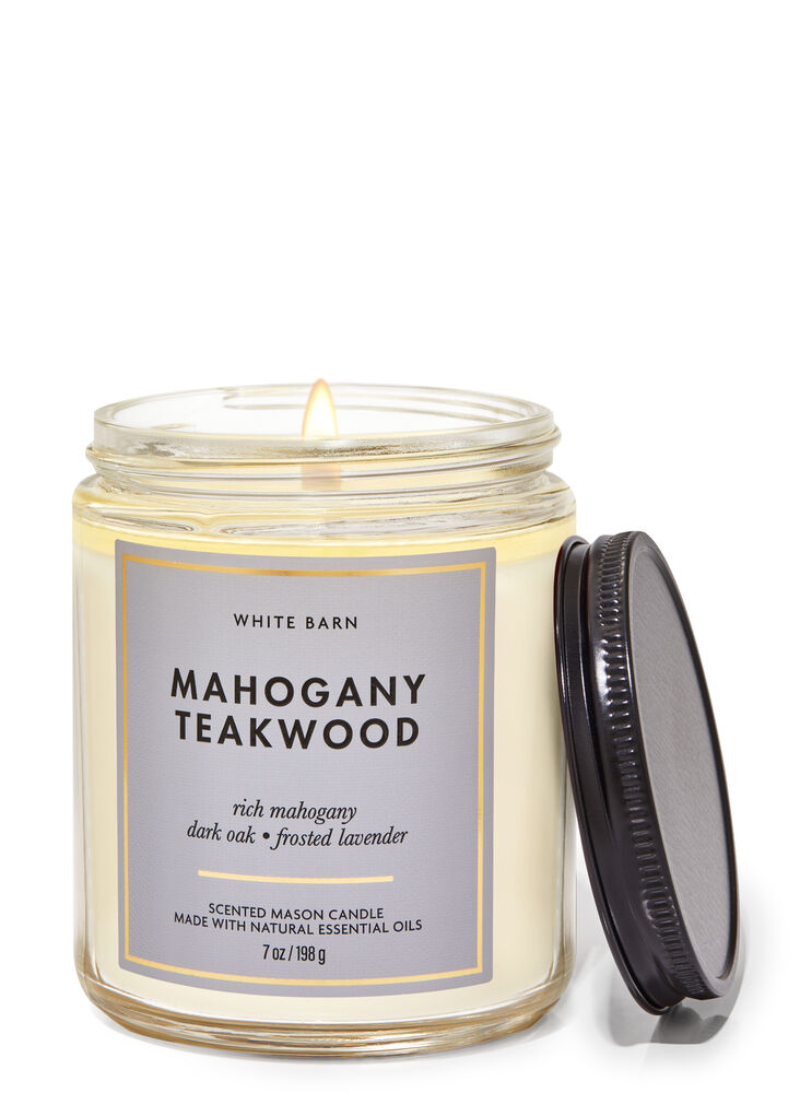 Mahogany Teakwood Mason Single Wick Candle Single Wick Candle