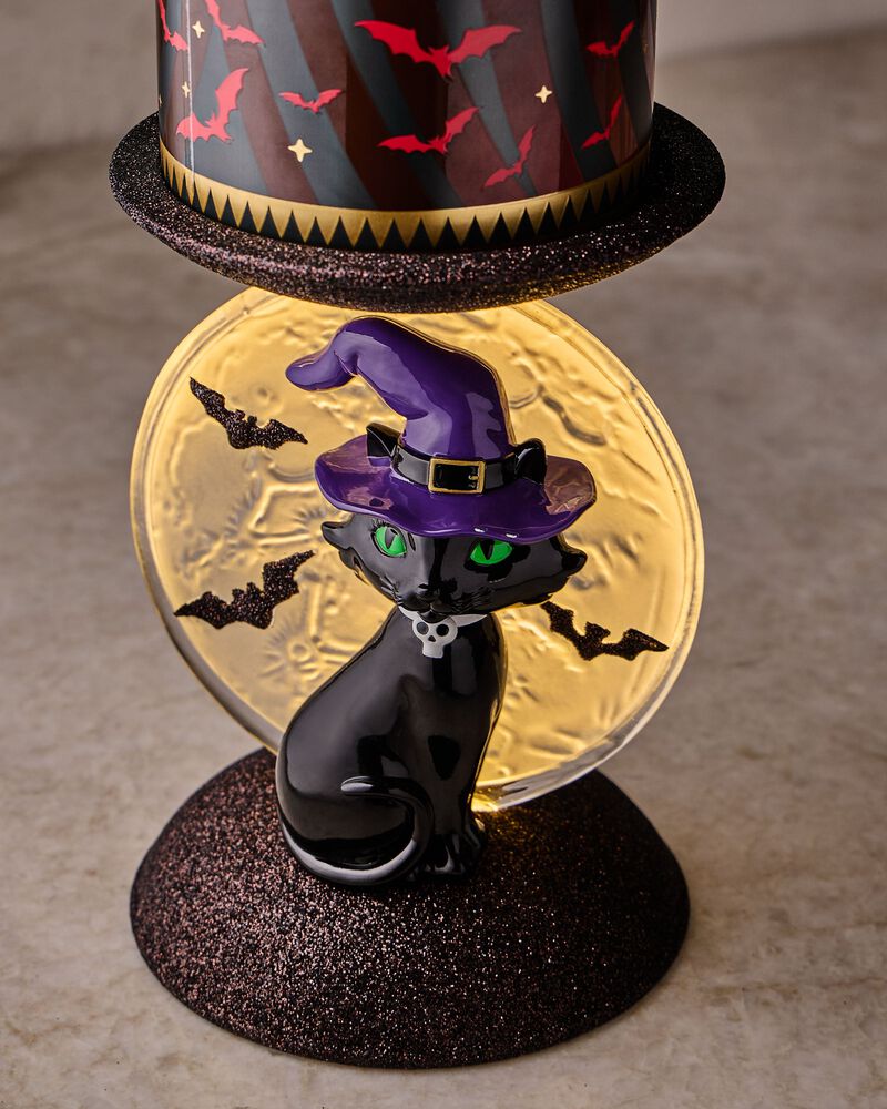 Light-up Cat and Moon Pedestal 3-Wick Candle Holder 3-Wick Candle Holder