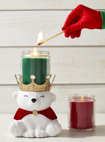 Royal Polar Bear Pedestal Single Wick Candle Holder Single Wick Candle Holder