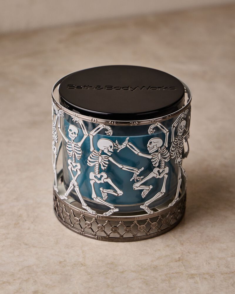 Glow-in-the-Dark Dancing Skeleton 3-Wick Candle Holder 3-Wick Candle Holder
