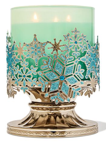 Stained Glass Snowflakes 3-Wick Candle Holder 3-Wick Candle Holder