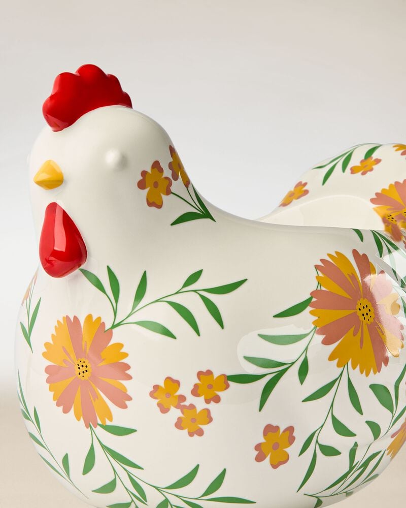 Floral Chicken Pedestal 3-Wick Candle Holder 3-Wick Candle Holder