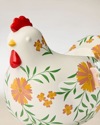 Floral Chicken Pedestal 3-Wick Candle Holder 3-Wick Candle Holder